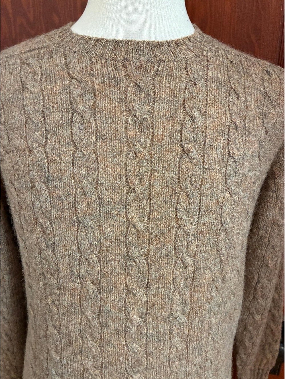 Vintage 1980s Braemar Scottish Shetland Wool Cable Knit Sweater - Men's Medium